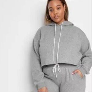 Wild Fable Women’s Gray Cropped Hoodie cotton blend XL